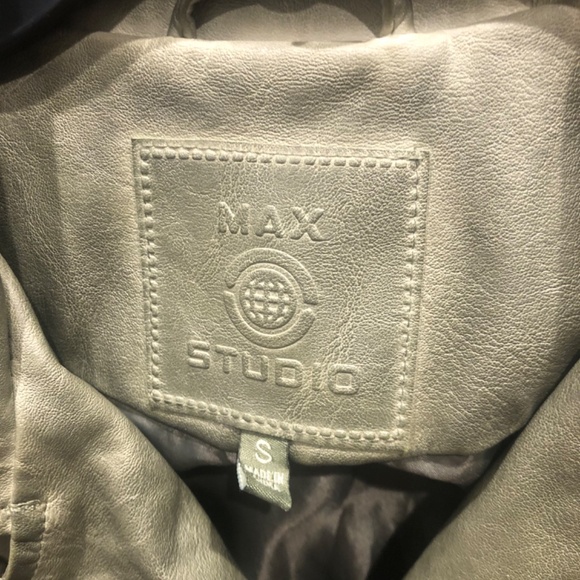 Max Studio Olive Faux Leather Moto Style Jacket - Picture 3 of 12